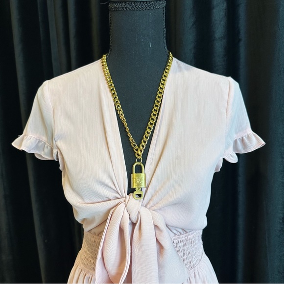 Louis Vuitton lock and key necklace on Cuban style chain - Picture 2 of 5